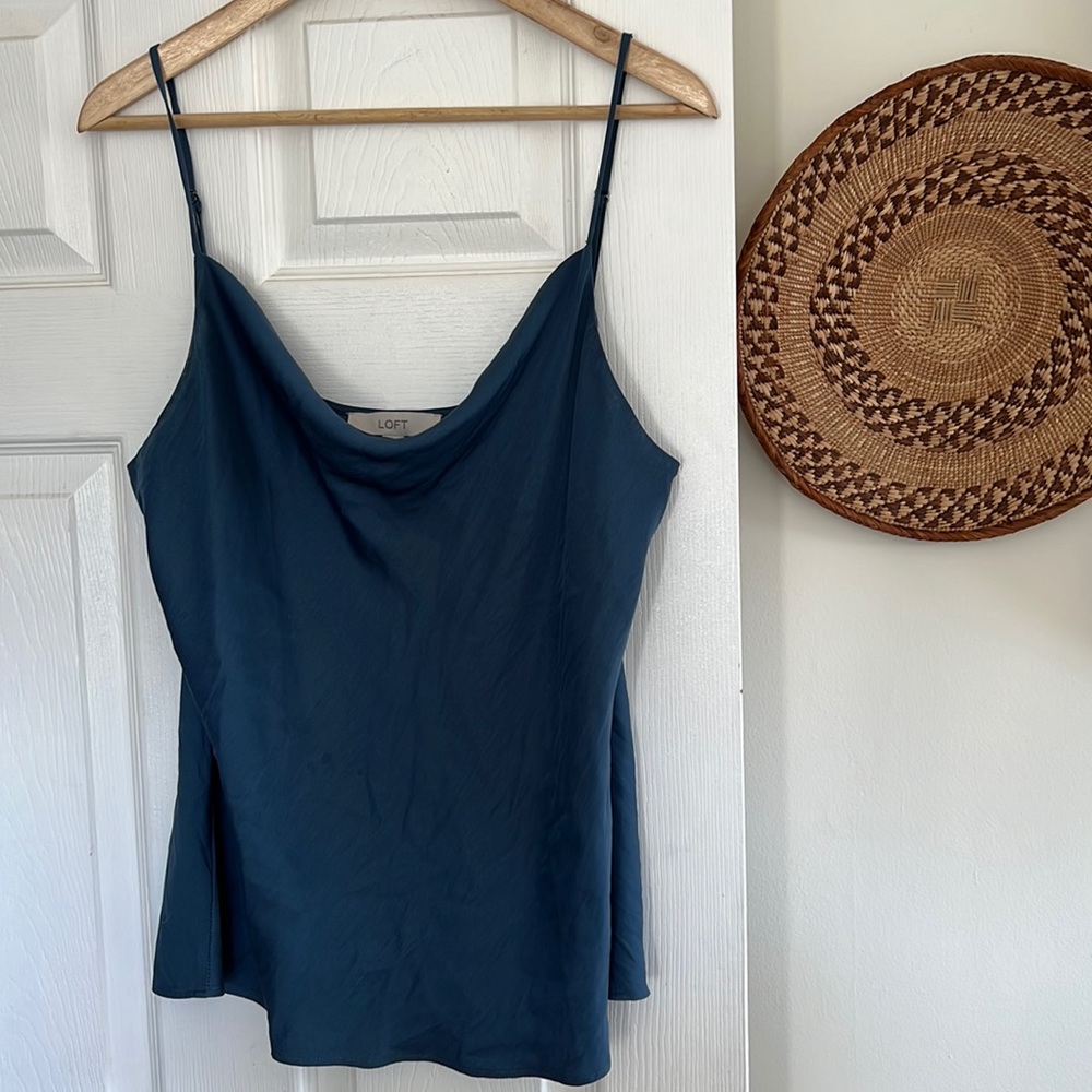 Loft Large Cowl Neck Silk Tank Top